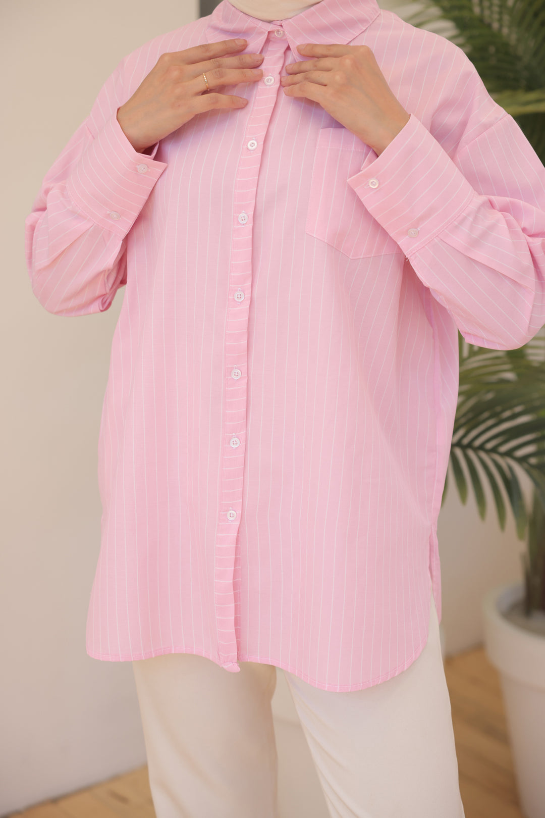 BNG Women Striped Shirt Pink - Clermont