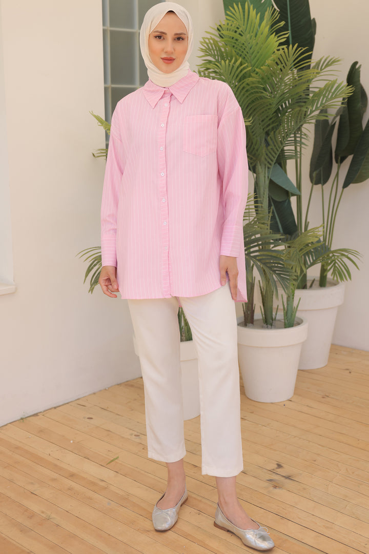BNG Women Striped Shirt Pink - Clermont