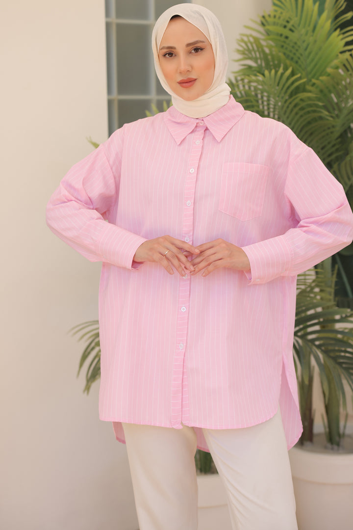 BNG Women Striped Shirt Pink - Clermont