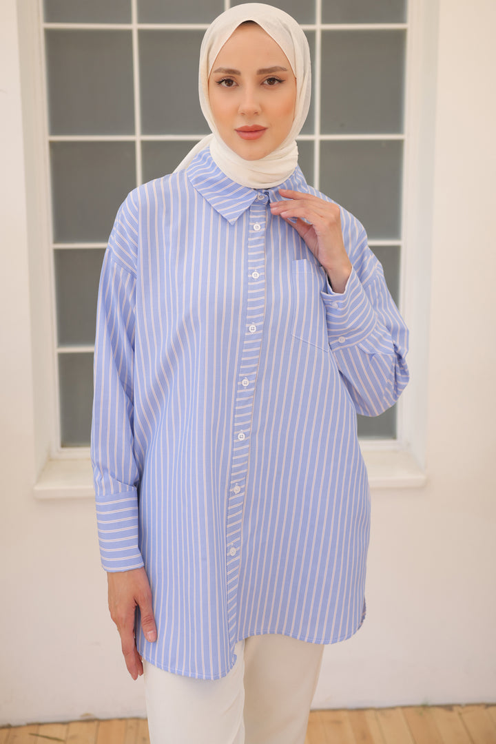 BNG Women Striped Shirt Blue - Clermont