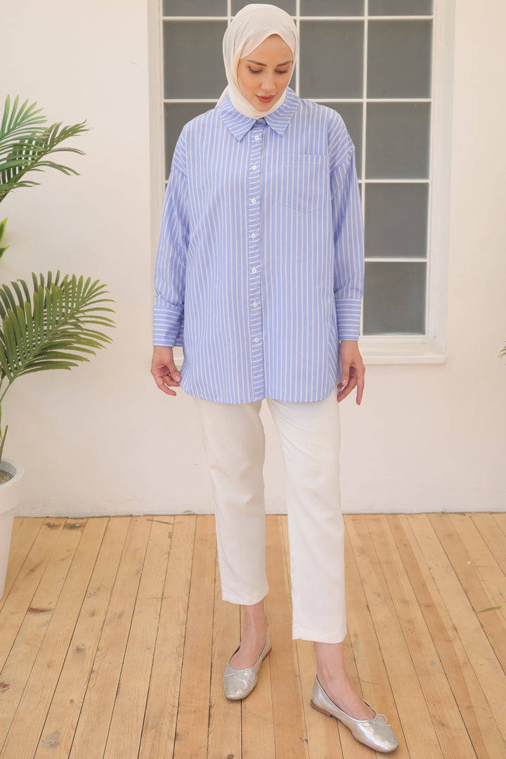 BNG Women Striped Shirt Blue - Clermont