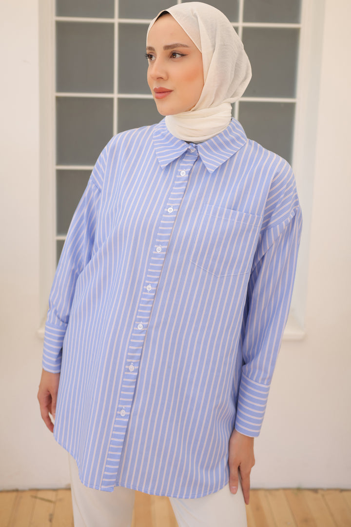 BNG Women Striped Shirt Blue - Clermont