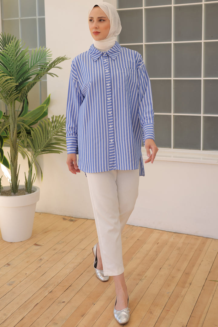 BNG Women Striped Shirt Navy Blue - Clermont