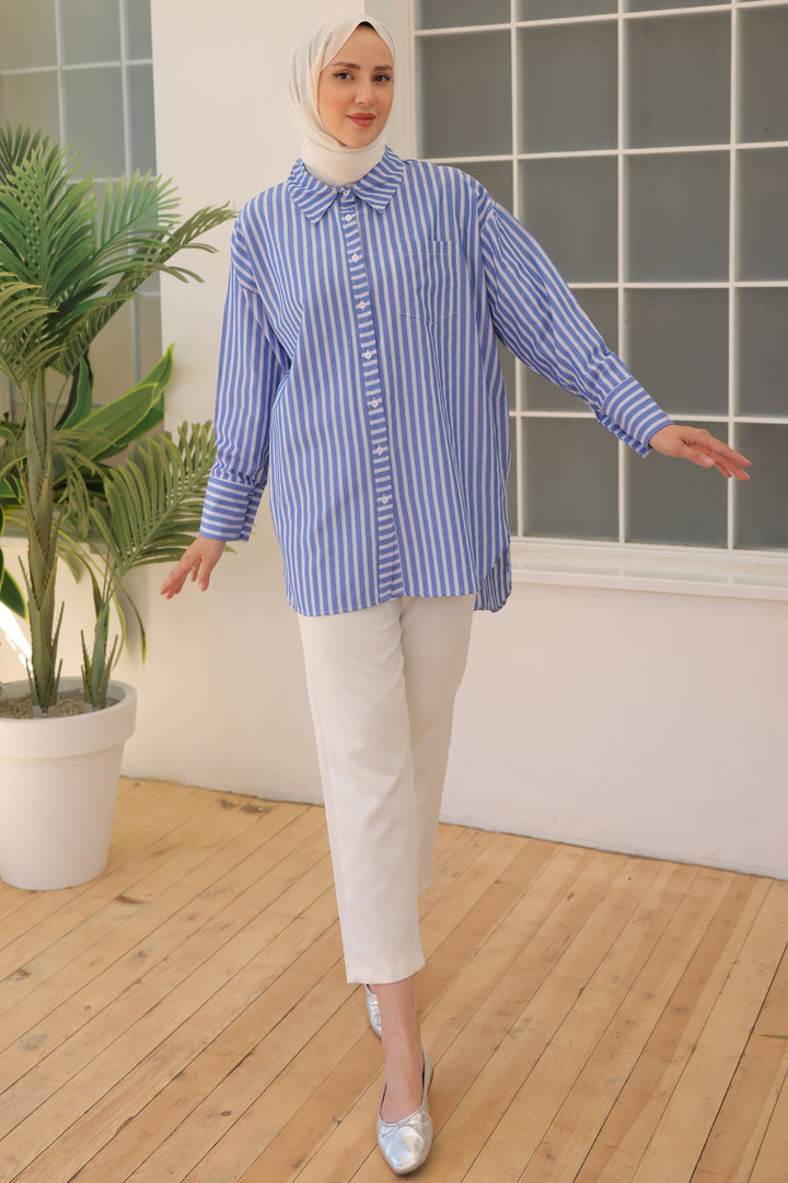 BNG Women Striped Shirt Navy Blue - Clermont