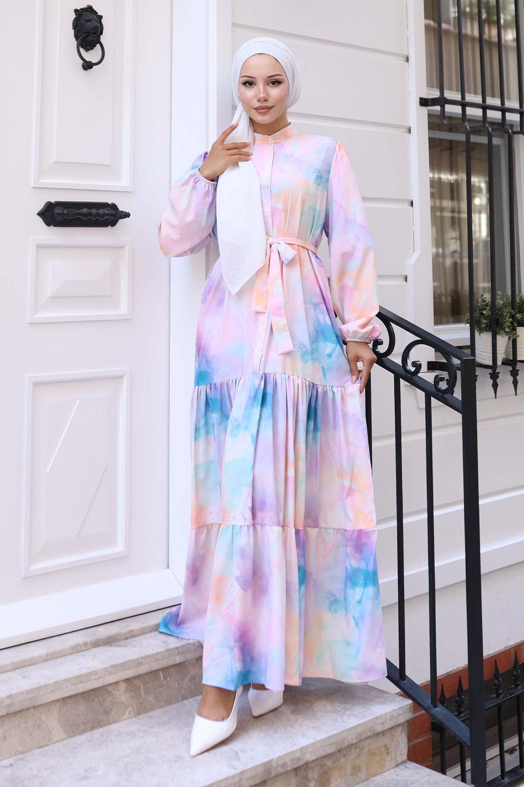 BNG Women Patterned Hijab Dress Powder 574 - Porterville