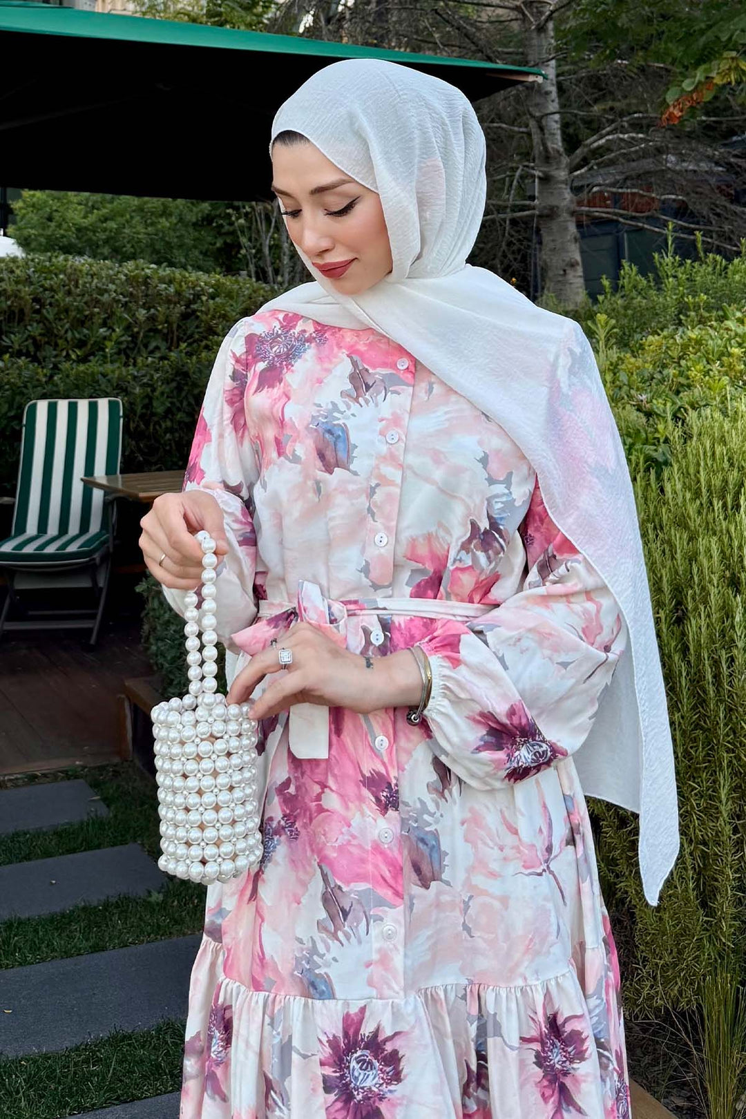 BNG Women Patterned Hijab Dress Rose Pink 572 - Gorinchem