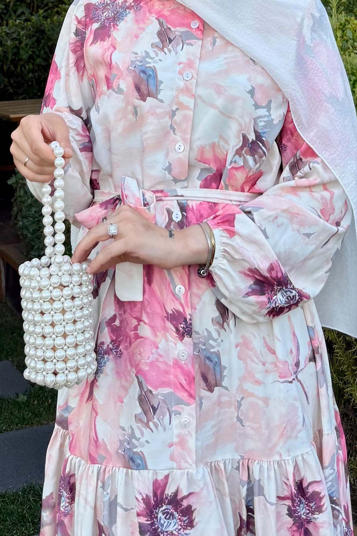 BNG Women Patterned Hijab Dress Rose Pink 572 - Chicoloapan