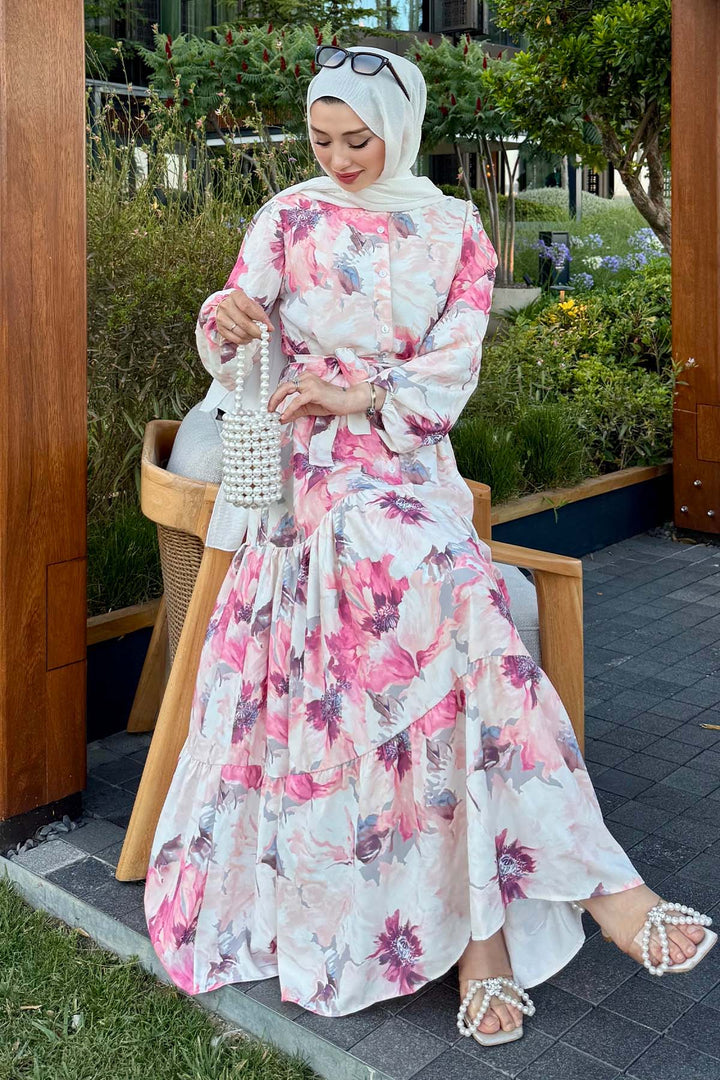 BNG Women Patterned Hijab Dress Rose Pink 572 - Chicoloapan