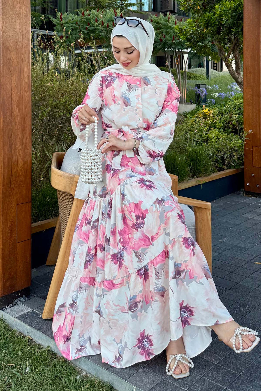 BNG Women Patterned Hijab Dress Rose Pink 572 - Gorinchem