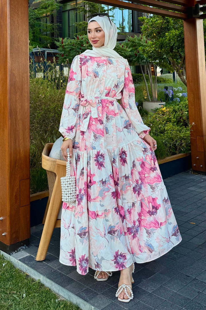 BNG Women Patterned Hijab Dress Rose Pink 572 - Gorinchem