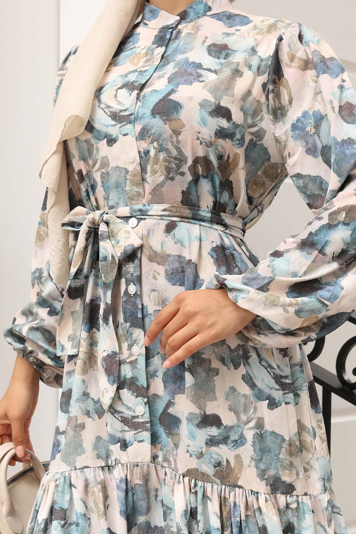 BNG Women Patterned Hijab Dress Khaki 575 - Evere