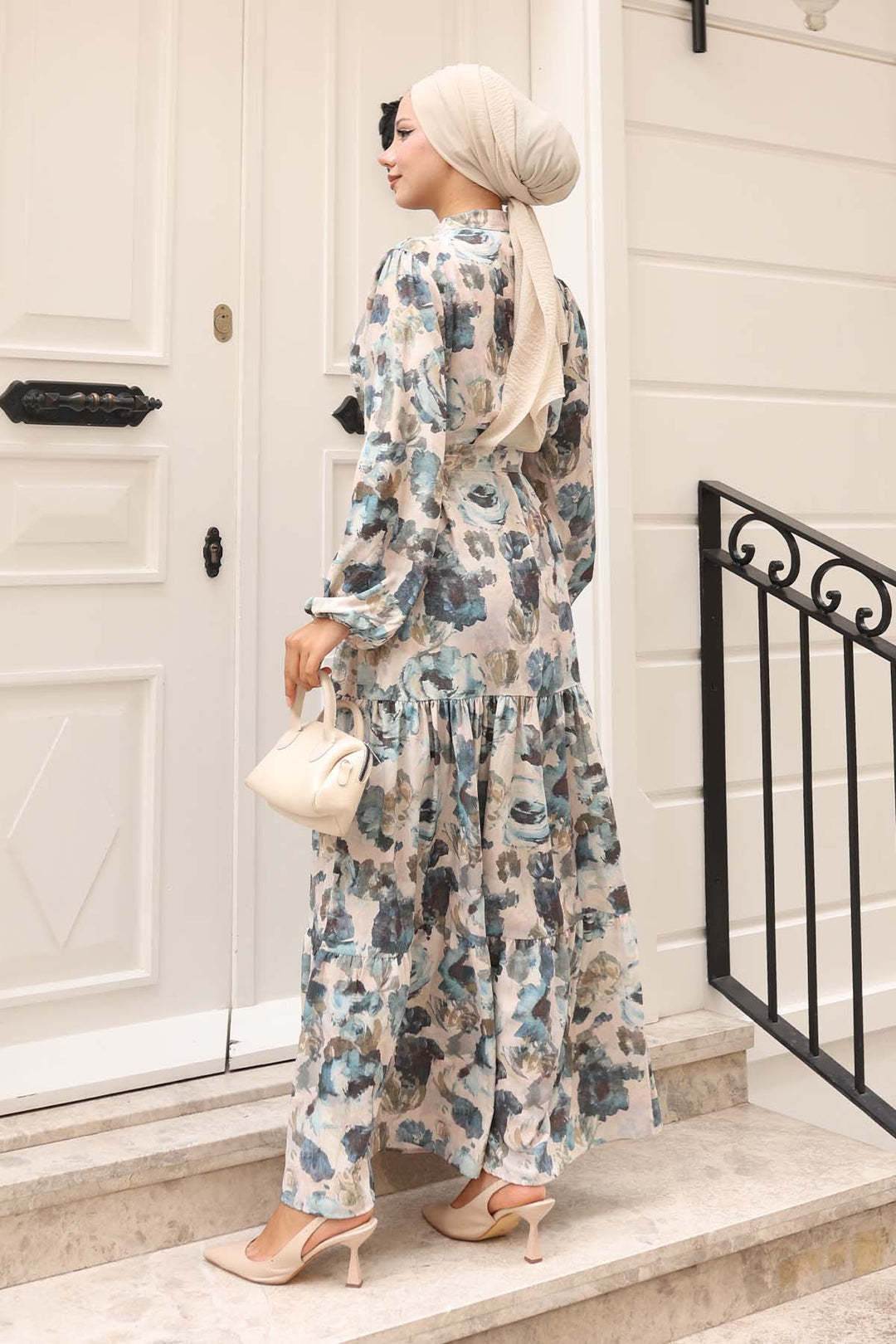 BNG Women Patterned Hijab Dress Khaki 575 - Evere