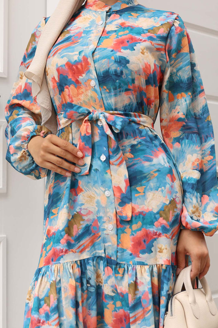 BNG Women Patterned Hijab Dress Indigo 575 - Ciudad Real