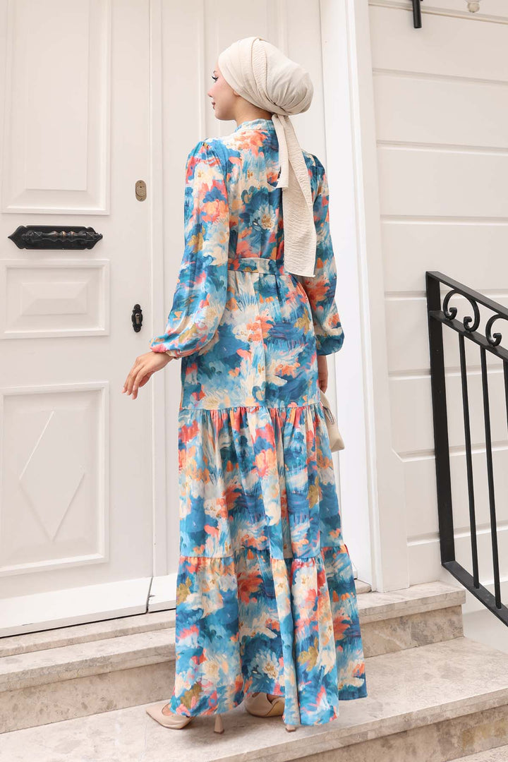 BNG Women Patterned Hijab Dress Indigo 575 - Ciudad Real