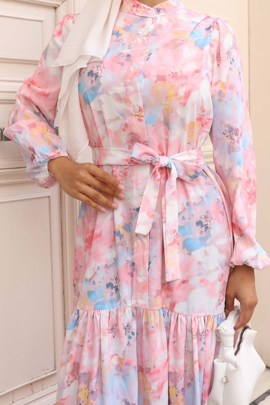 BNG Women Patterned Hijab Dress Powder 575 - Edgware