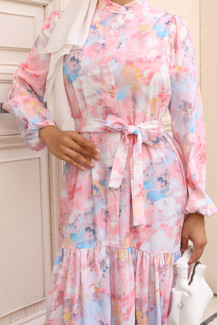 BNG Women Patterned Hijab Dress Powder 575 - Edgware