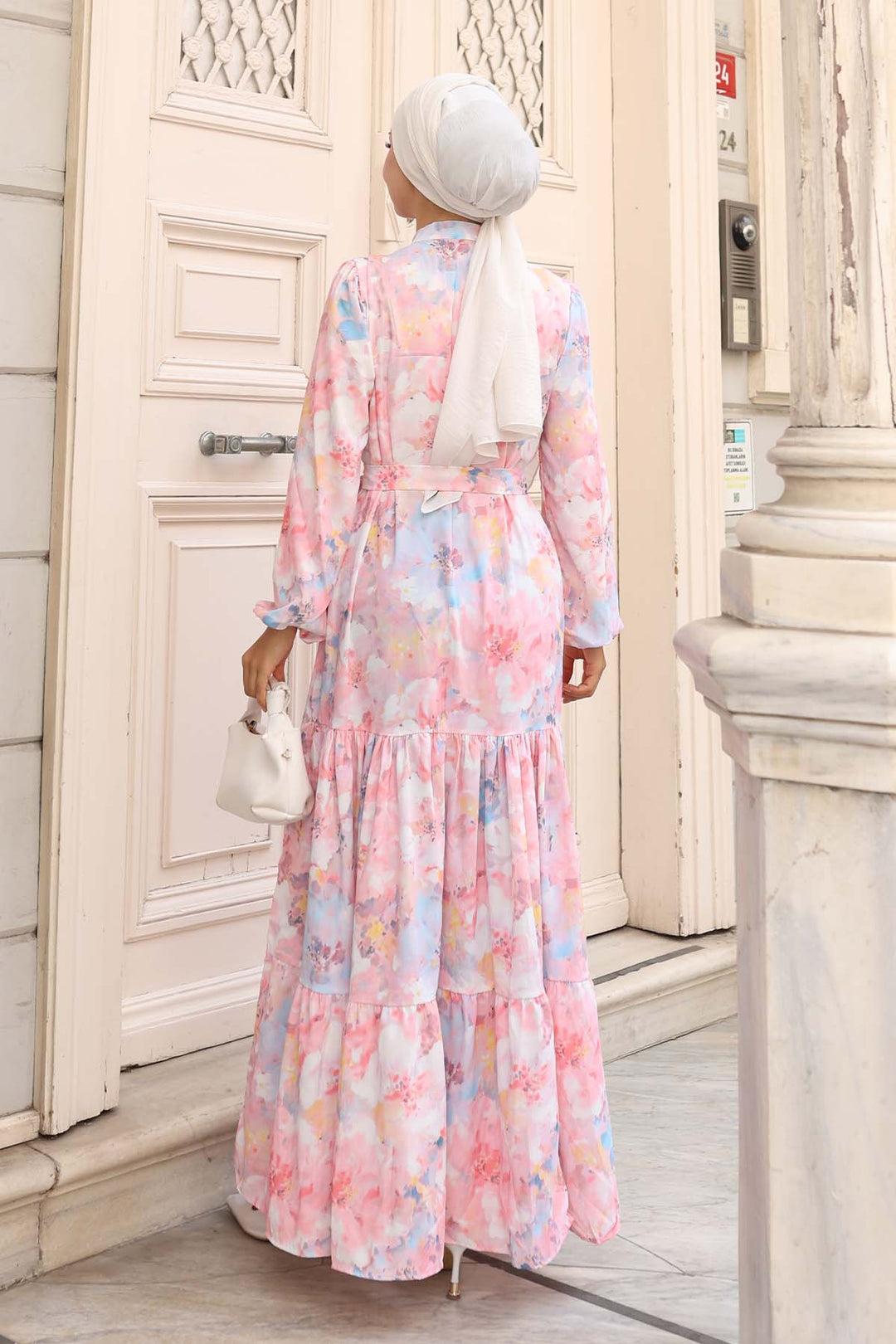 BNG Women Patterned Hijab Dress Powder 575 - Edgware