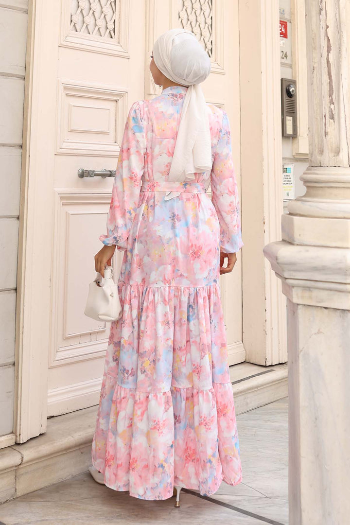 BNG Women Patterned Hijab Dress Powder 575 - Edgware