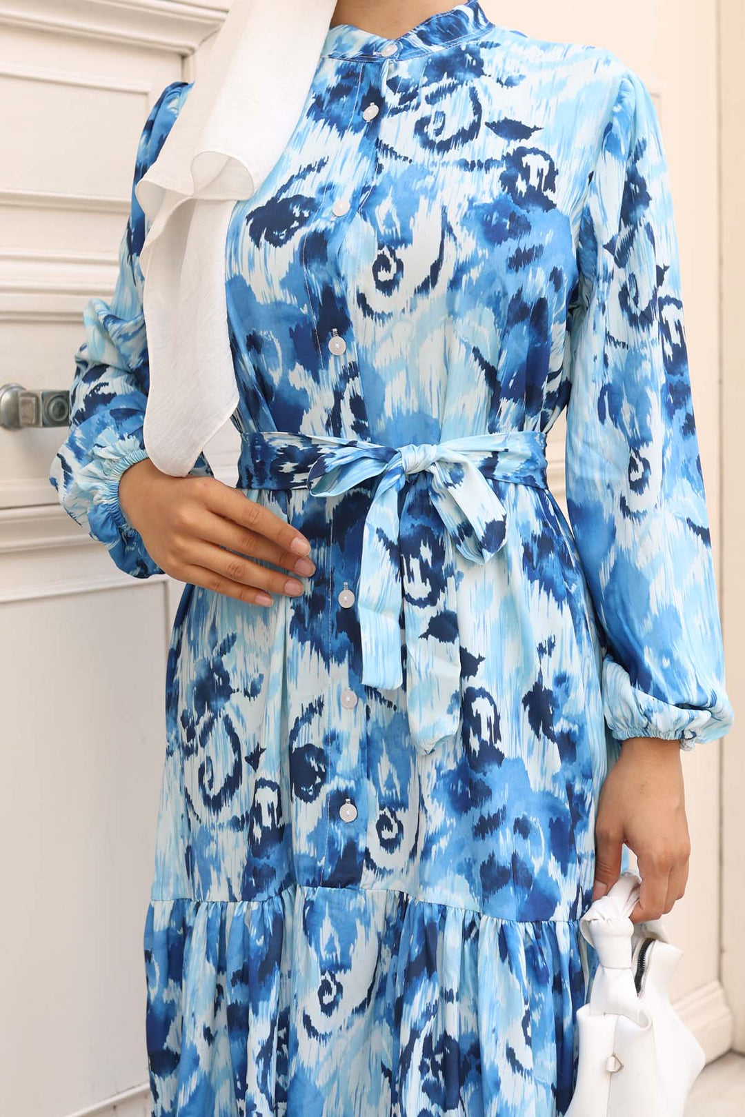 BNG Women Patterned Hijab Dress Sax Blue 575 - Greece