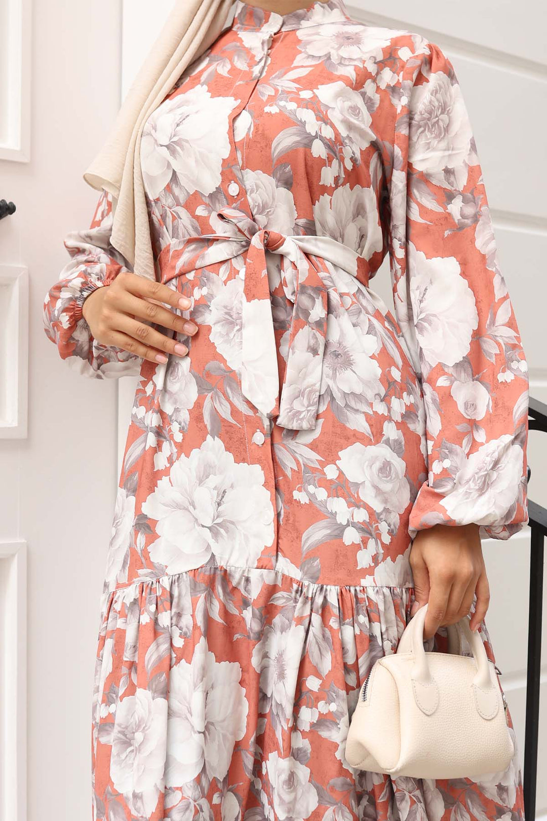 BNG Women Patterned Hijab Dress Terracotta 576 - Ixtlahuaca