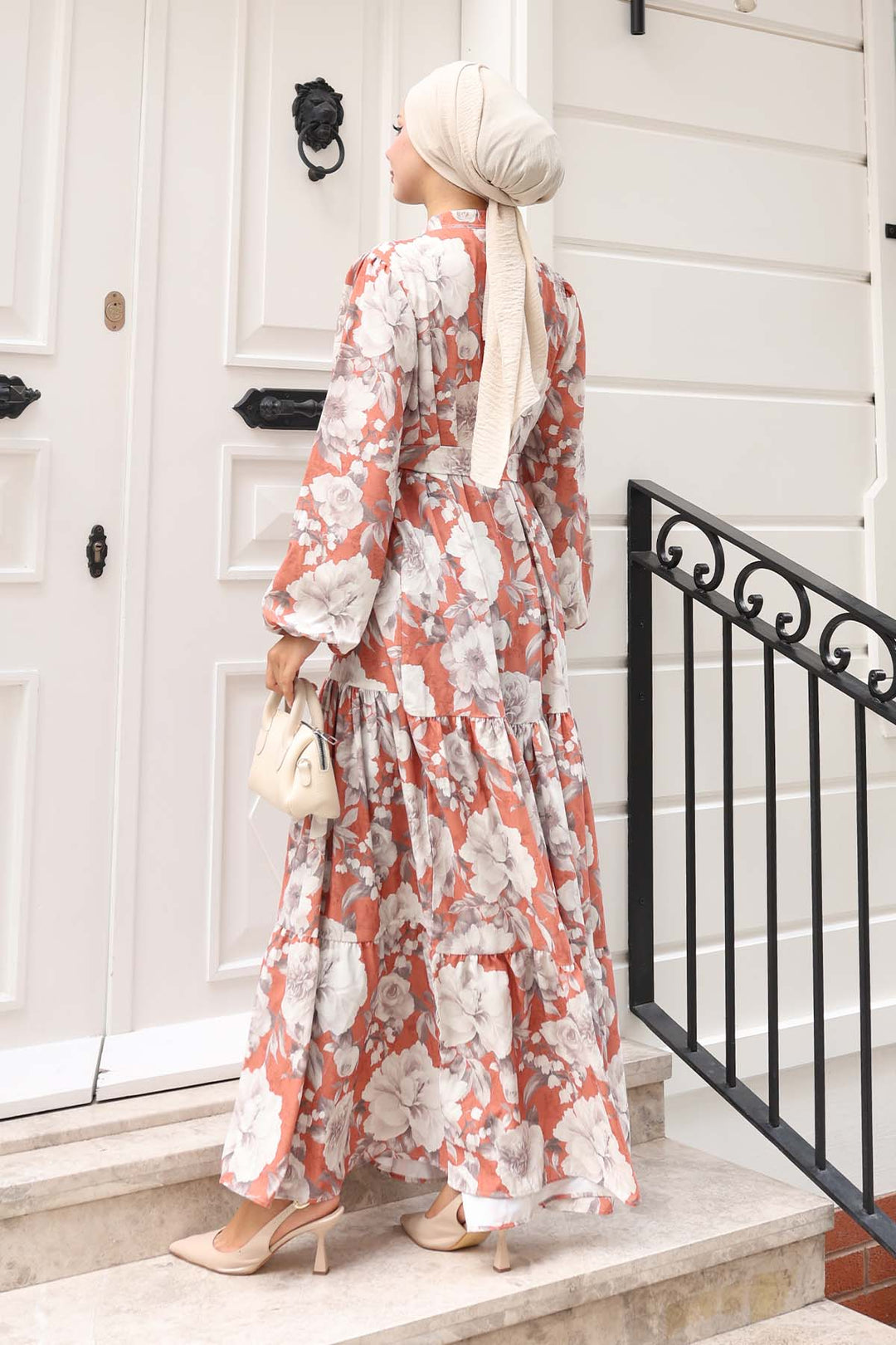 BNG Women Patterned Hijab Dress Terracotta 576 - Ixtlahuaca