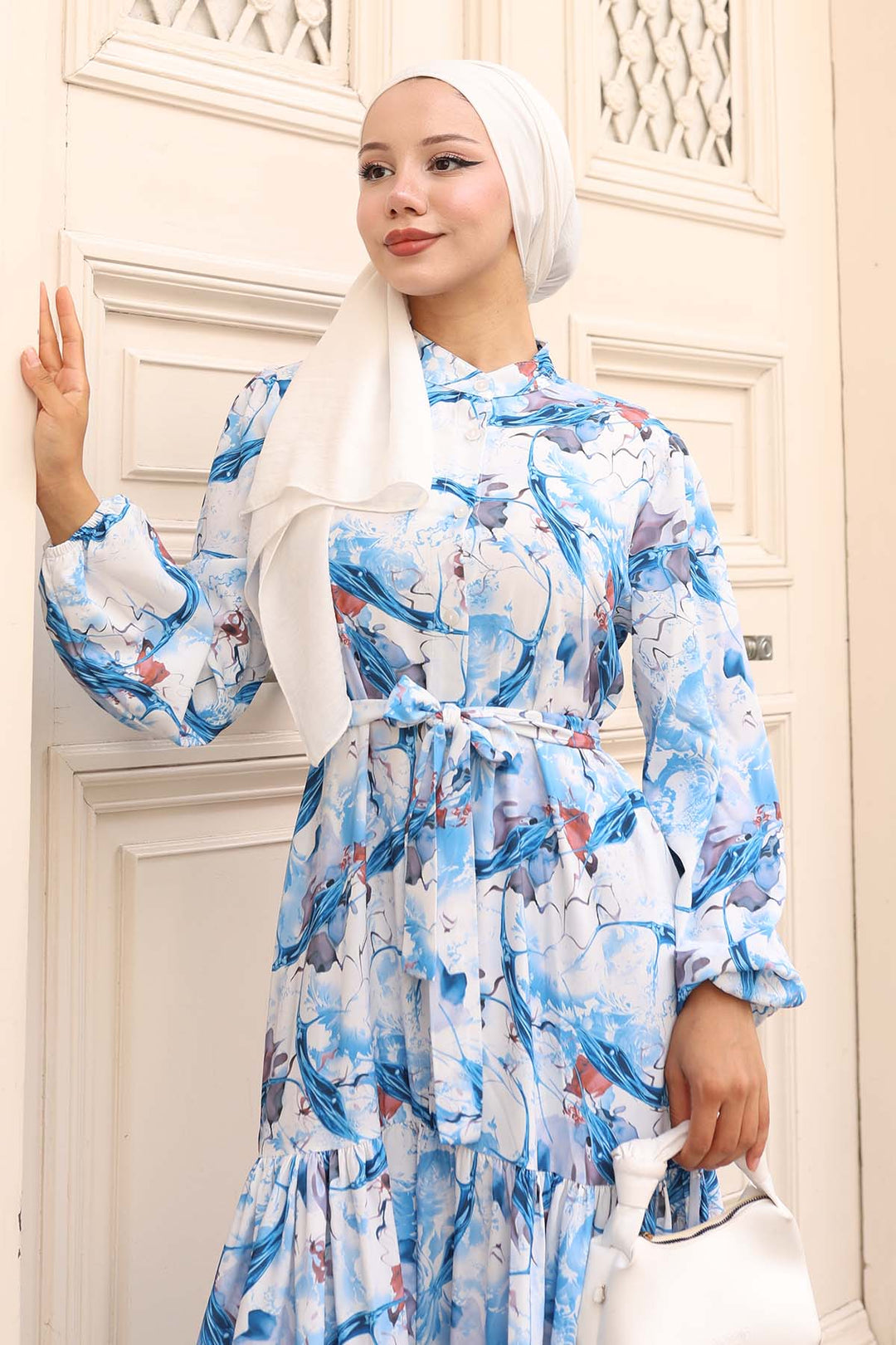 BNG Women Patterned Hijab Dress Navy Blue 577 - Stevenage