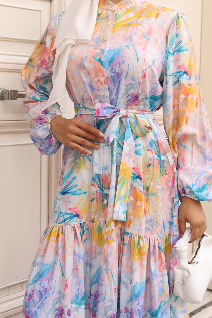 BNG Women Patterned Hijab Dress Yellow 577 - Savigny-sur-Orge