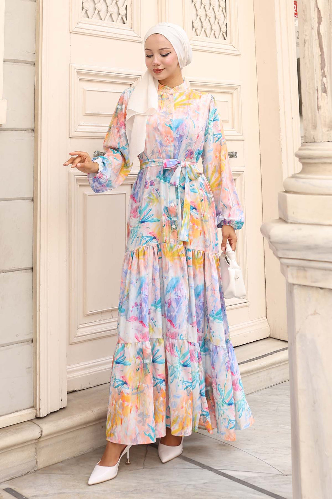 BNG Women Patterned Hijab Dress Yellow 577 - Savigny-sur-Orge