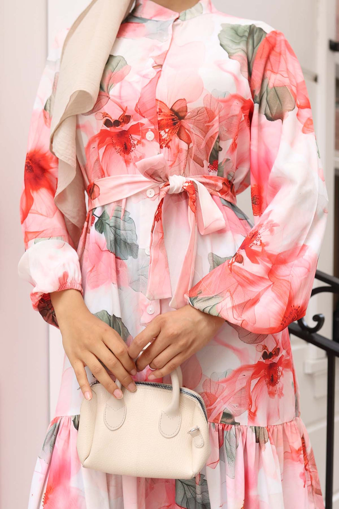 BNG Women Patterned Hijab Dress Pink 578 - Sète