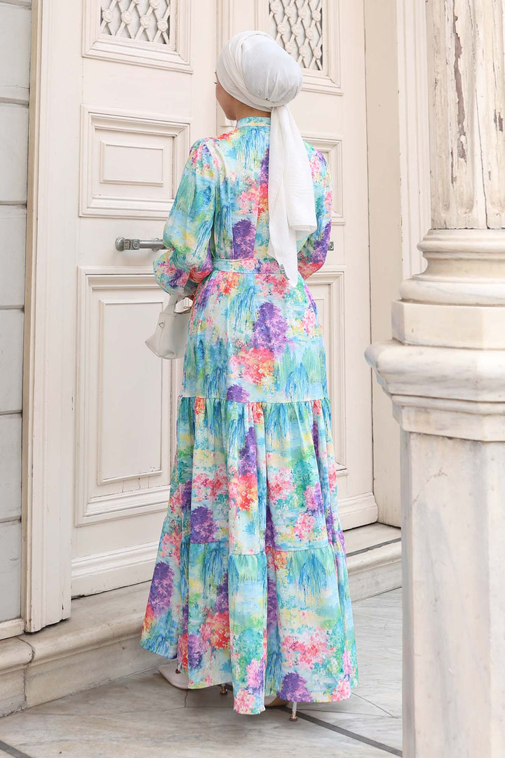 BNG Women Patterned Hijab Dress Purple 579 - San Jacinto