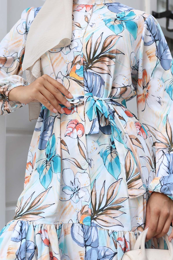 BNG Women Patterned Hijab Dress Turquoise 579 - Port Coquitlam