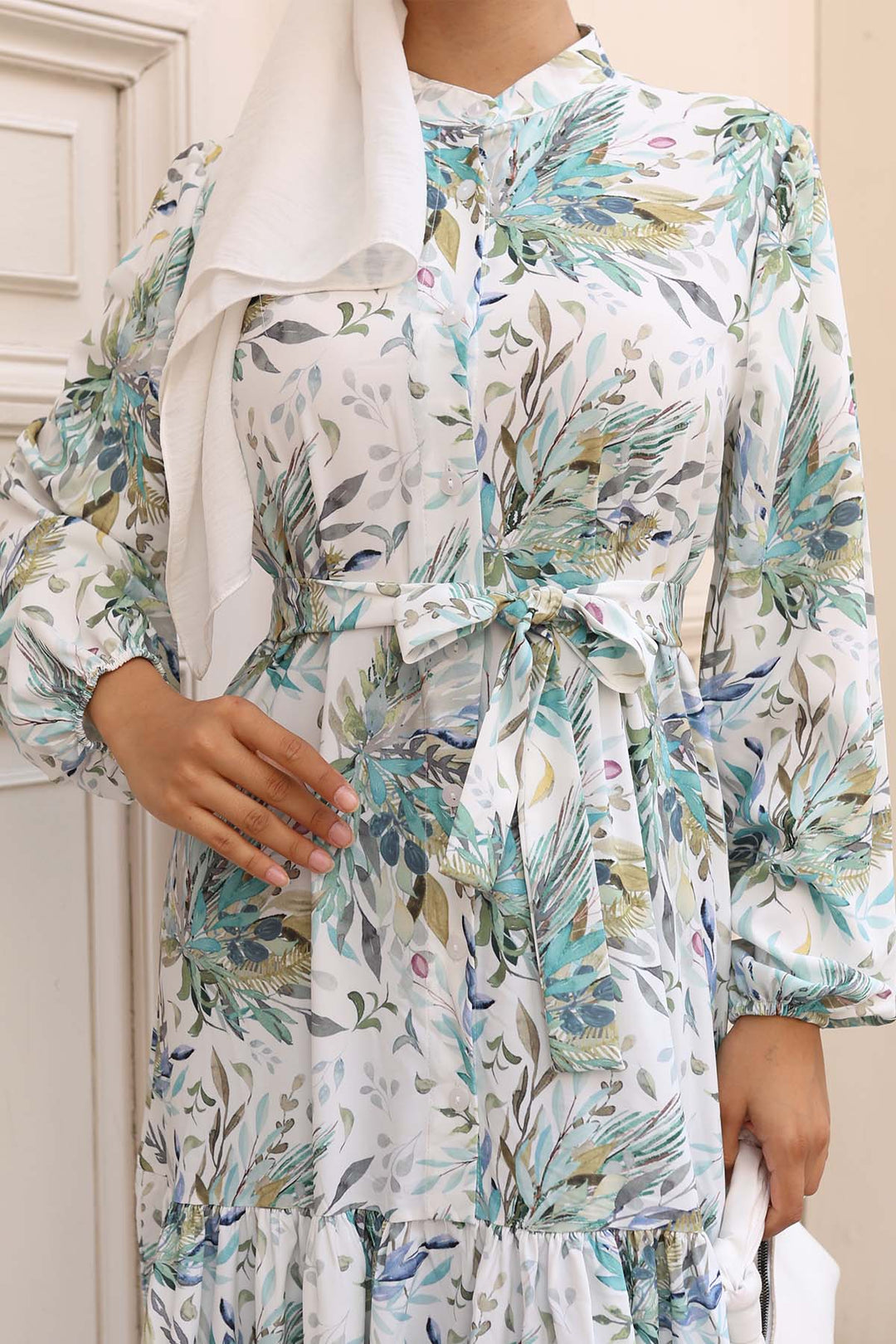 BNG Women Patterned Hijab Dress Green 579 - Fairfield