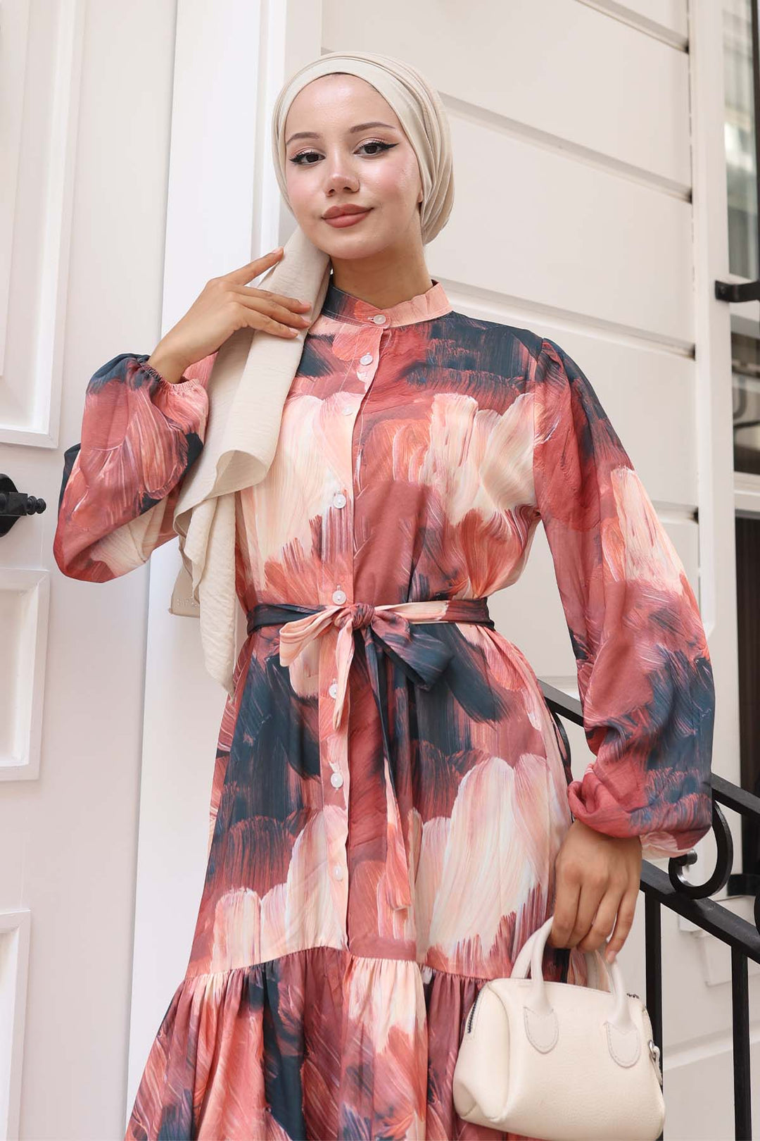 BNG Women Patterned Hijab Dress Terracotta 580 - Fresnillo