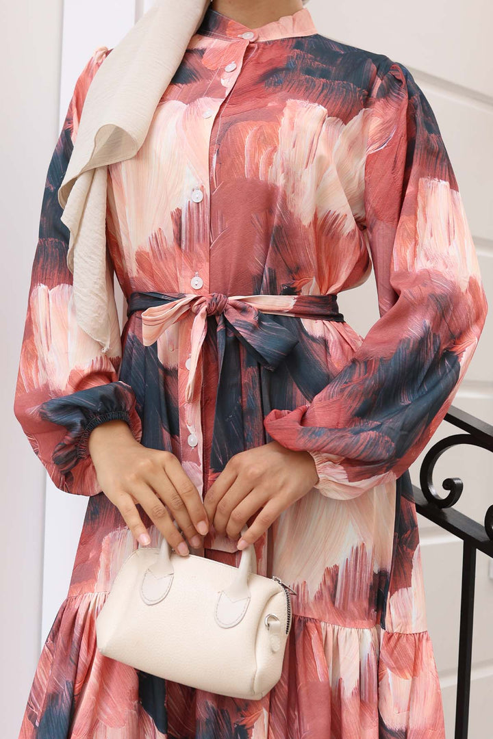 BNG Women Patterned Hijab Dress Terracotta 580 - Fresnillo