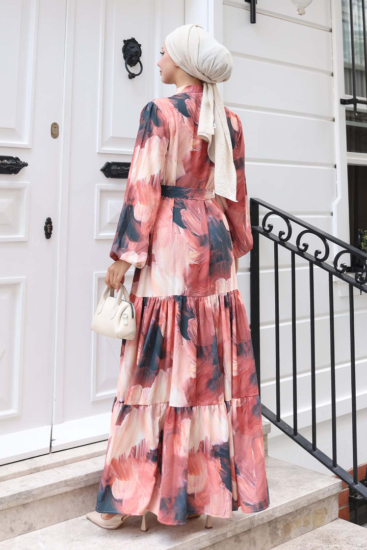 BNG Women Patterned Hijab Dress Terracotta 580 - Fresnillo