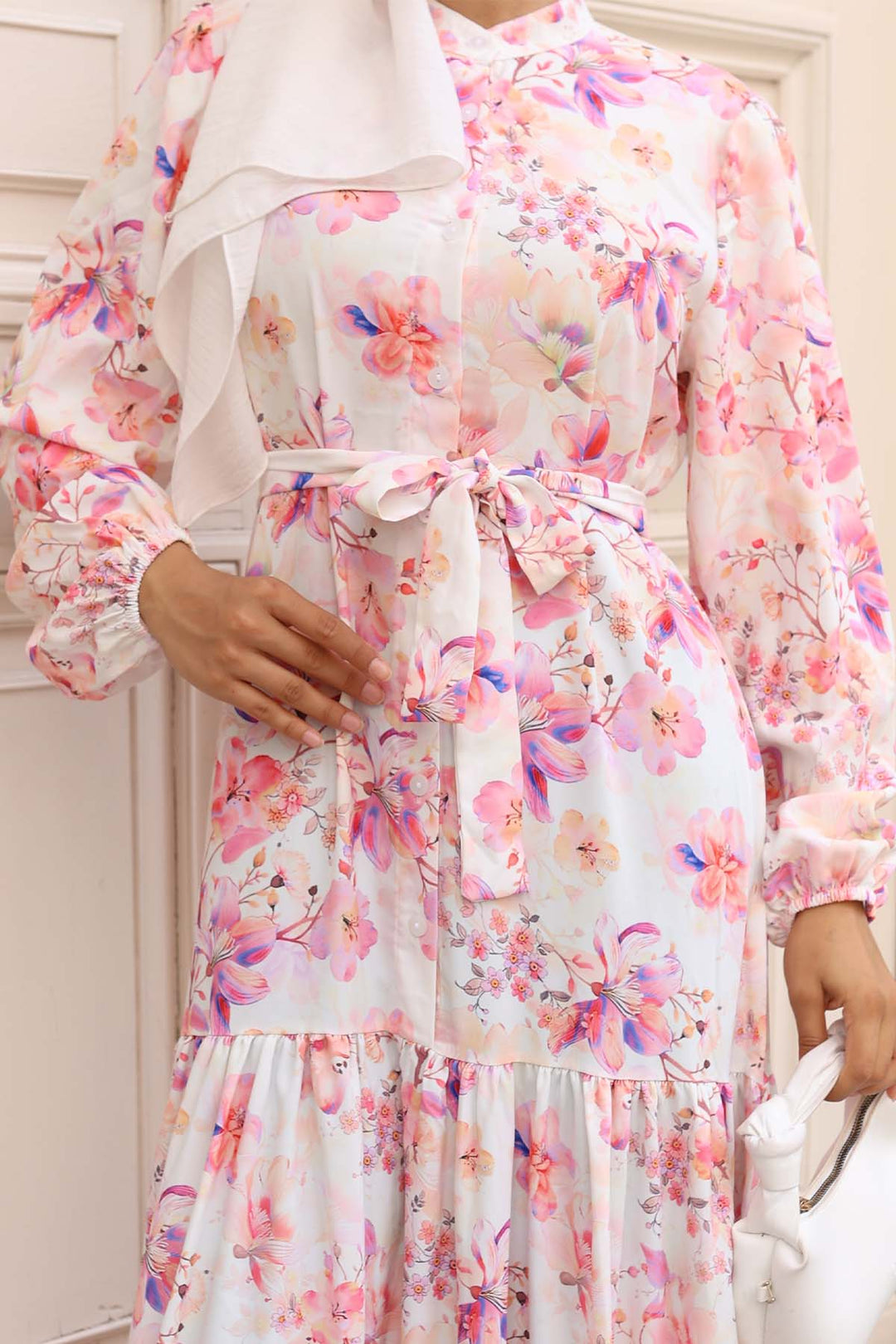 BNG Women Patterned Hijab Dress Pink 580 - Avilés