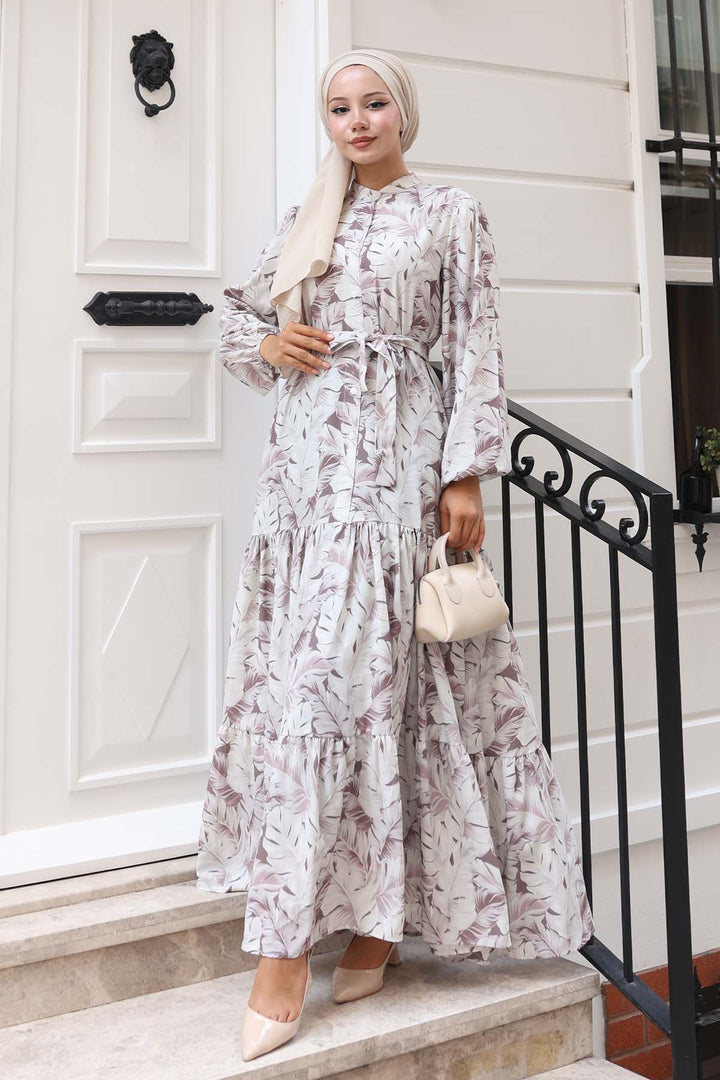 BNG Women Patterned Hijab Dress Mink 580 - Tecámac