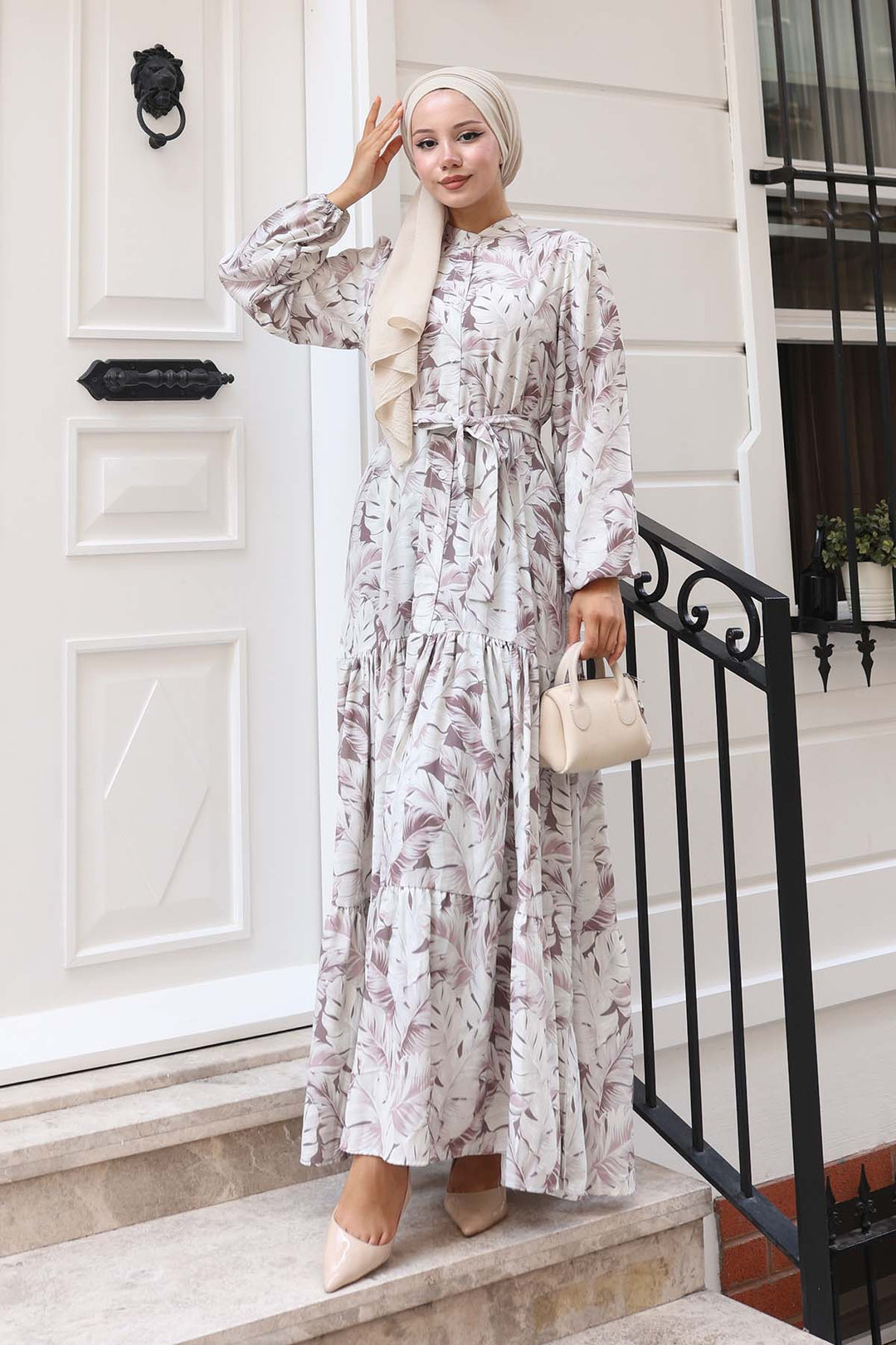 BNG Women Patterned Hijab Dress Mink 580 - Tecámac