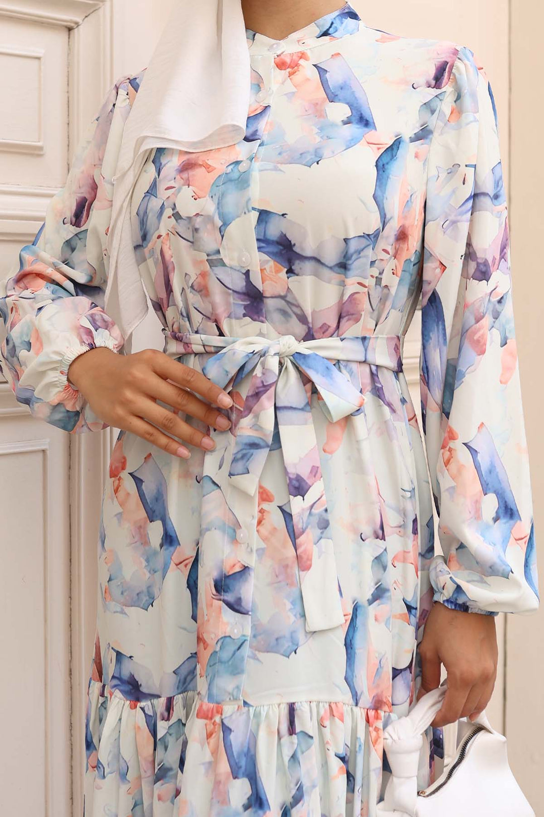 BNG Women Patterned Hijab Dress Ecru 581 - Caluire-et-Cuire