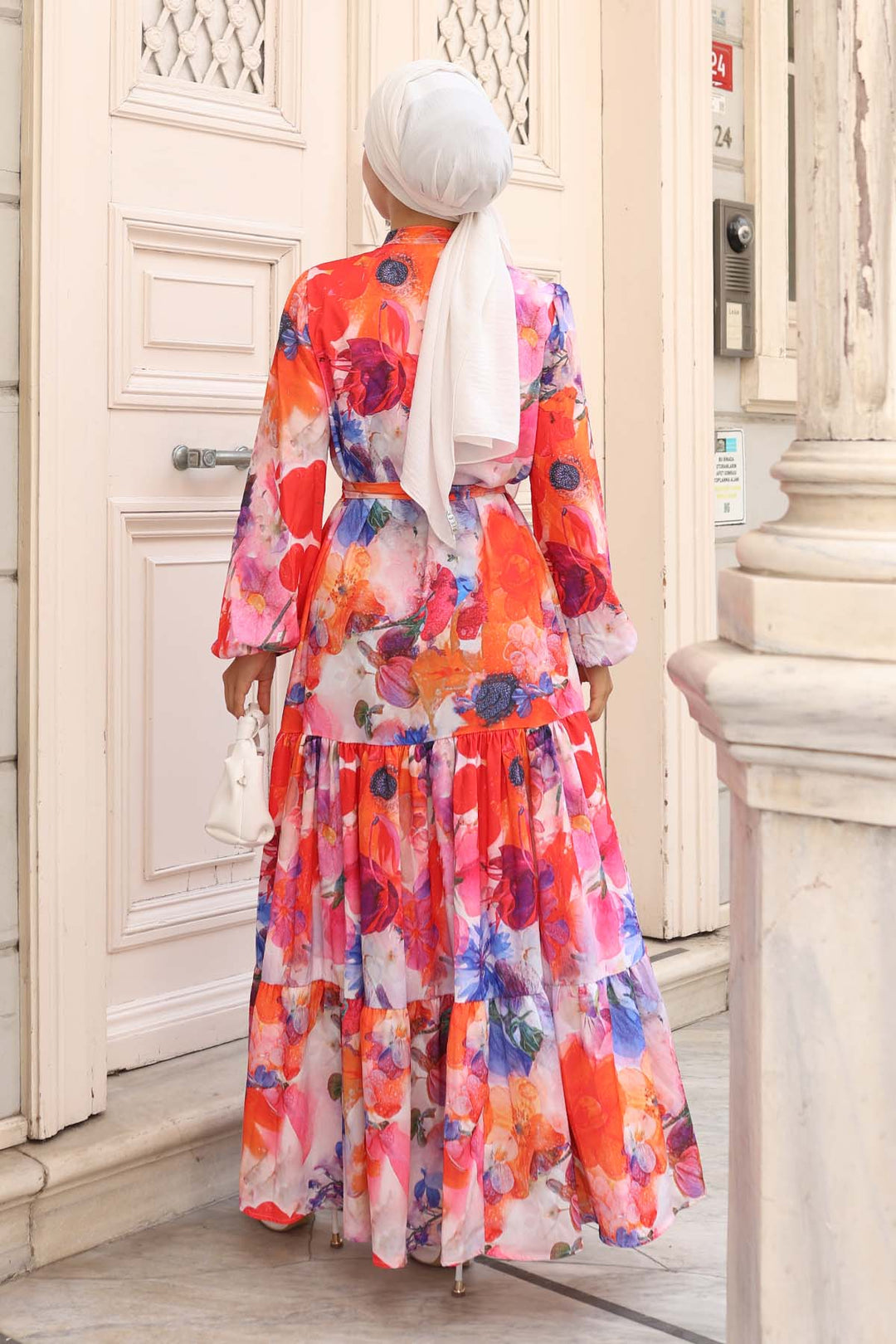 BNG Women Patterned Hijab Dress Orange 581 - Prairieville