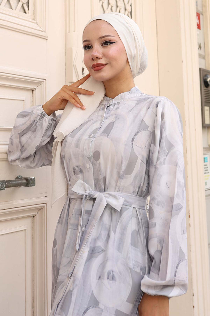 BNG Women Patterned Hijab Dress Gray 582 - Úbeda