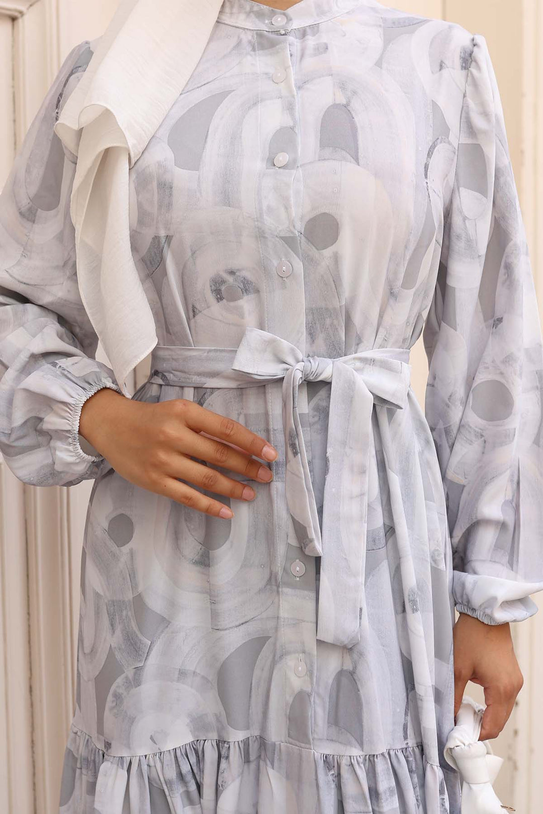 BNG Women Patterned Hijab Dress Gray 582 - Úbeda