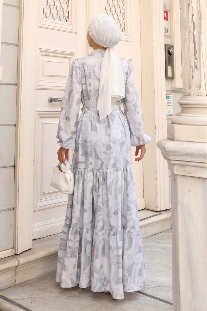 BNG Women Patterned Hijab Dress Gray 582 - Úbeda
