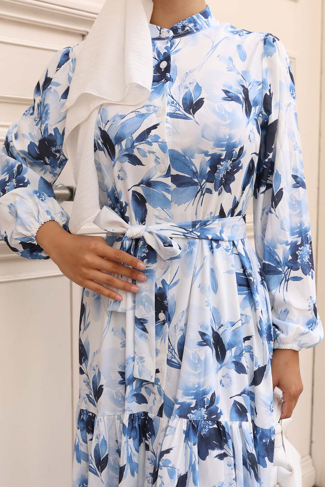 BNG Women Patterned Hijab Dress Navy Blue 582 - Lerma