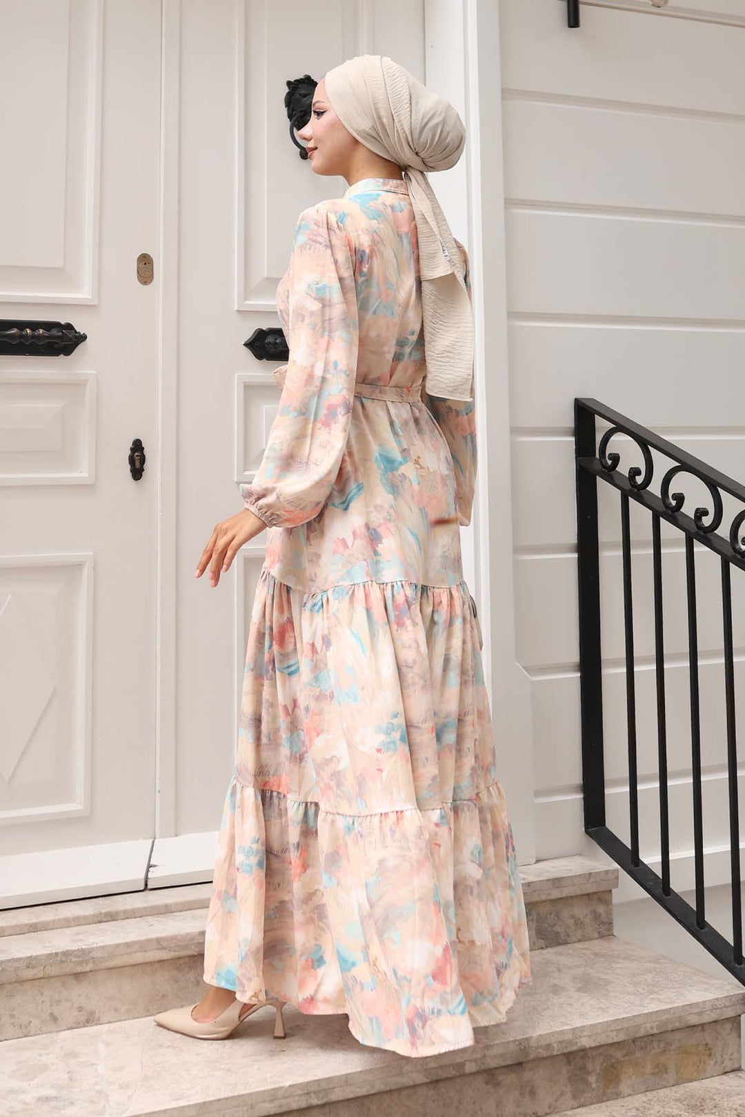 BNG Women Patterned Hijab Dress Beige 583 - Lafayette