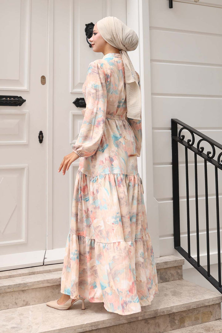 BNG Women Patterned Hijab Dress Beige 583 - Lafayette