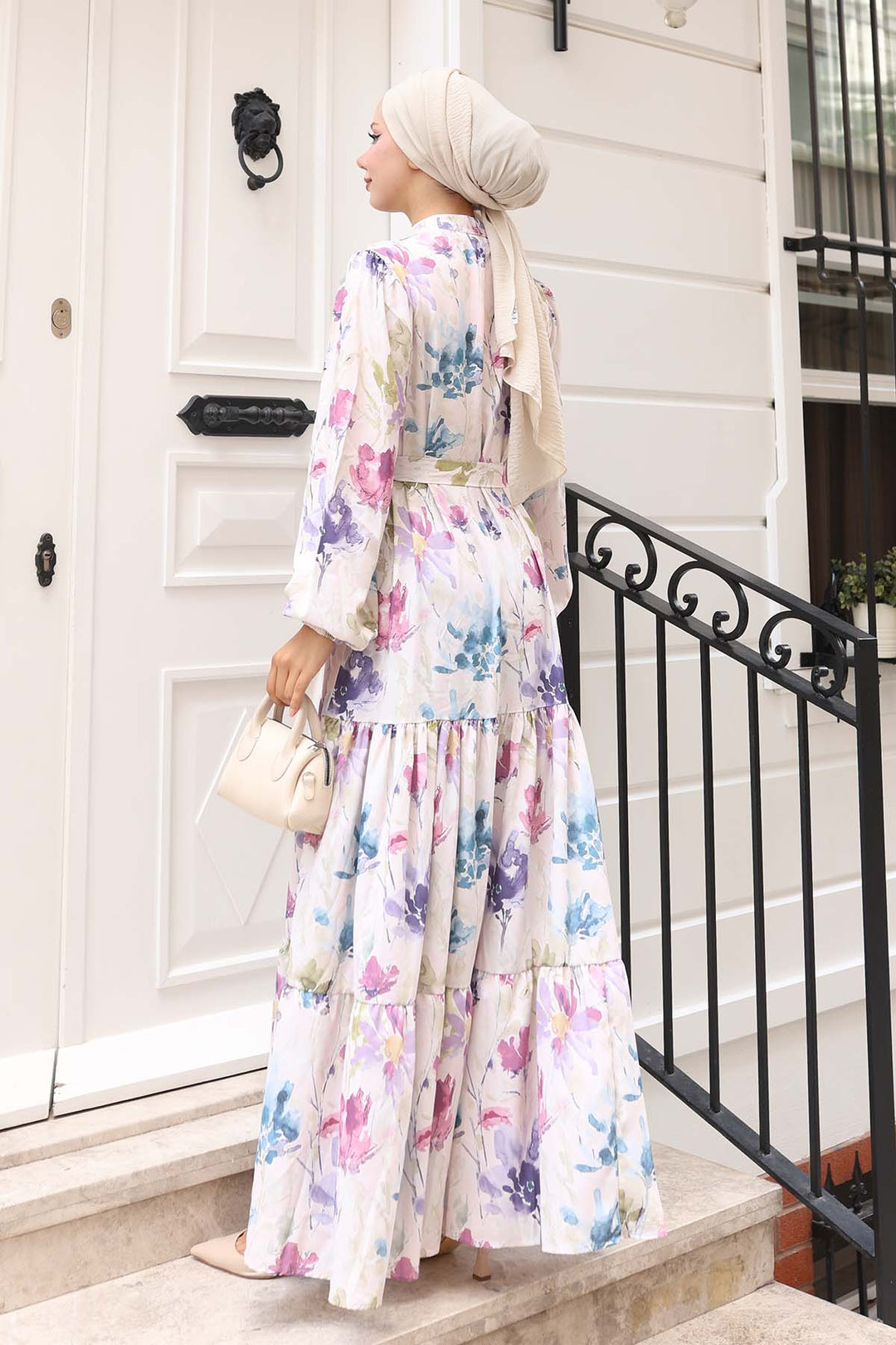 BNG Women Patterned Hijab Dress Lilac 583 - Kenosha