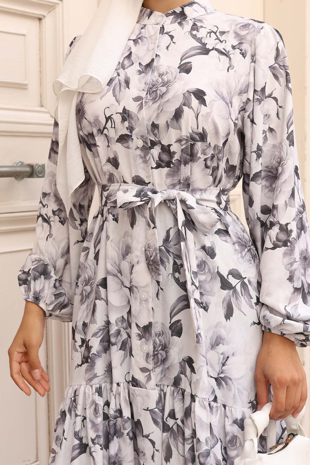 BNG Women Patterned Hijab Dress Gray 584 - Albuquerque