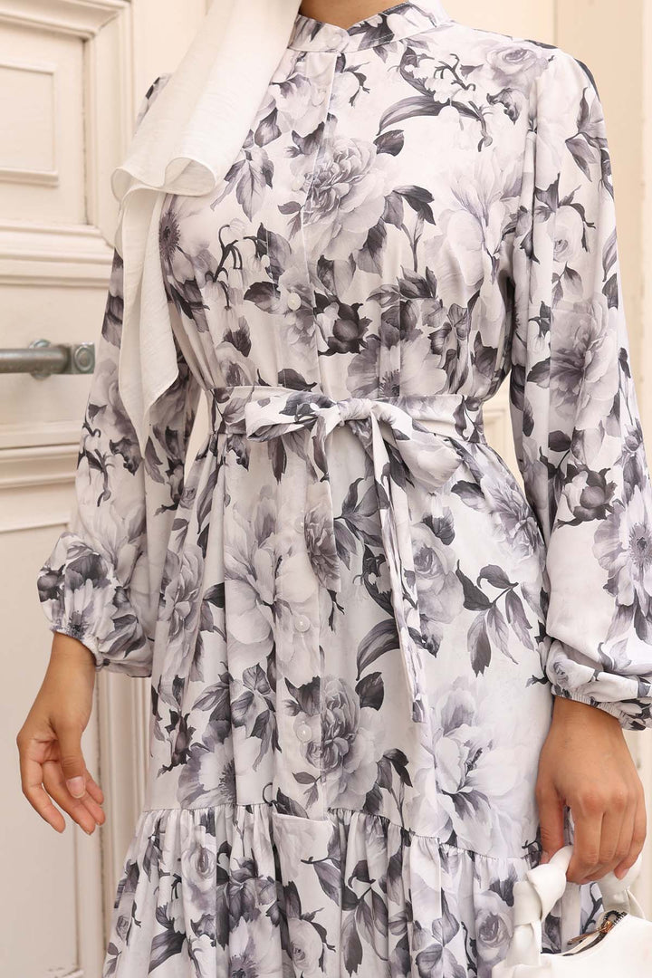 BNG Women Patterned Hijab Dress Gray 584 - Albuquerque