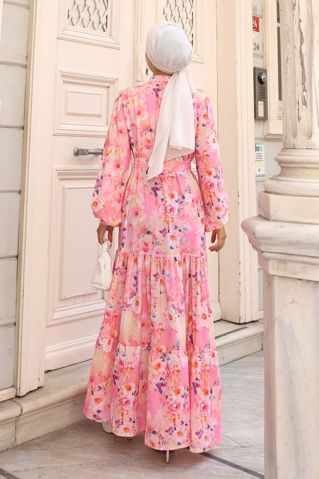 BNG Women Patterned Hijab Dress Pink 584 - Actopan